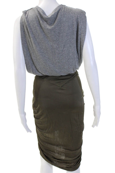 Alexander Wang, Women Tulip Skirt Green Cowl Neck Knee-Length Rayon Size 2