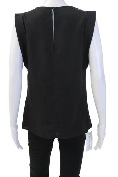 Sisley Women Classic Black Sleeveless Button Solid Polyester Blouse Size S
