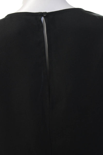 Sisley Women Classic Black Sleeveless Button Solid Polyester Blouse Size S