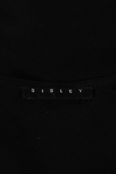 Sisley Women Classic Black Sleeveless Button Solid Polyester Blouse Size S