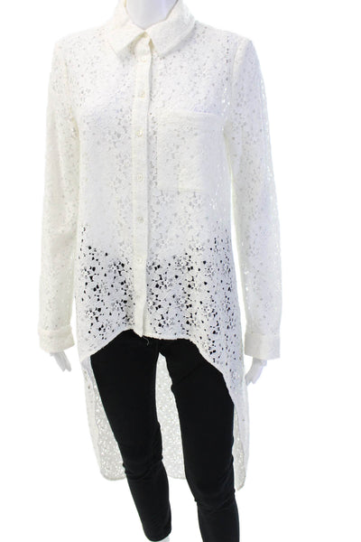 Haute Hippie Women Tunic Button-Up White Collared Long Sleeve Size S
