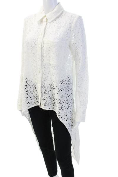 Haute Hippie Women Tunic Button-Up White Collared Long Sleeve Size S