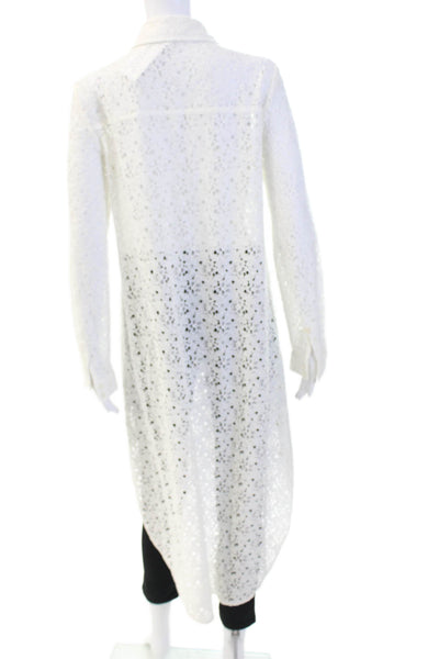 Haute Hippie Women Tunic Button-Up White Collared Long Sleeve Size S