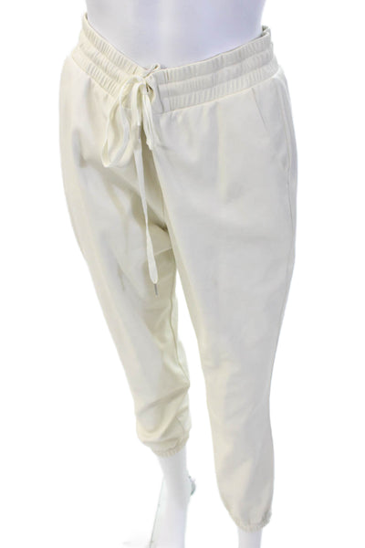 Philanthropy Women White Jogger Sweatpants Drawstring Polyester Blend Size M