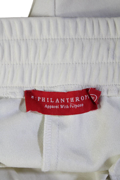 Philanthropy Women White Jogger Sweatpants Drawstring Polyester Blend Size M