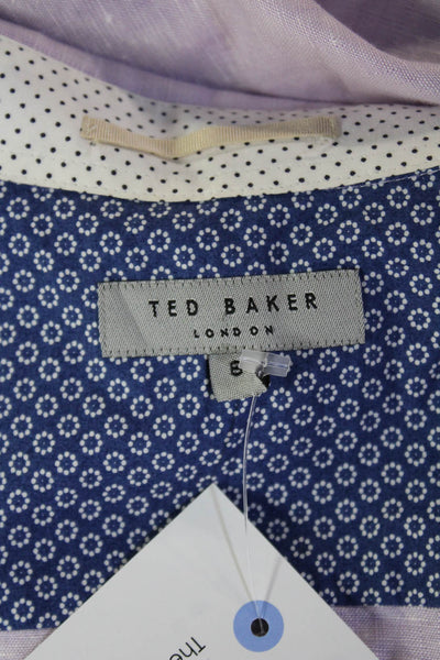 Ted Baker London Mens Linen Long Sleeve Button Front Shirt Purple Size 6