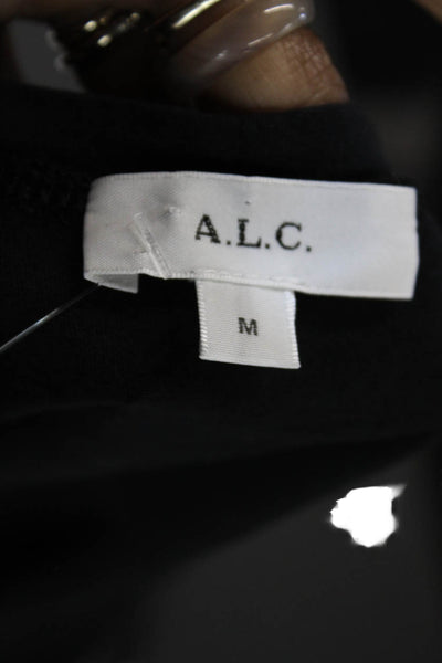 ALC Womens Basic Black T-Shirt 3/4 Sleeve Crew Neck Cotton Size M