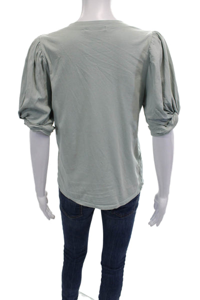 7 For All Mankind Womens Green V-Neck Basic T-Shirt Short Sleeve Size S