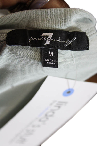 7 For All Mankind Womens Green V-Neck Basic T-Shirt Short Sleeve Size S