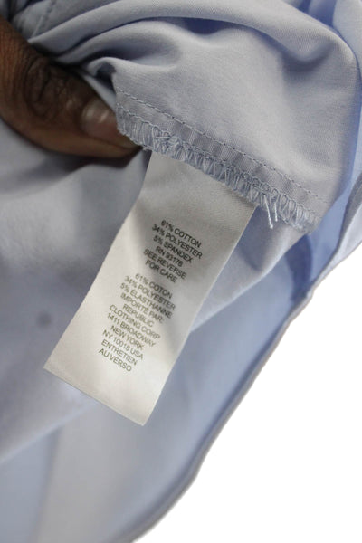 Tahari Women Collared Button-Up Blouse Light Blue Short Sleeve Size S