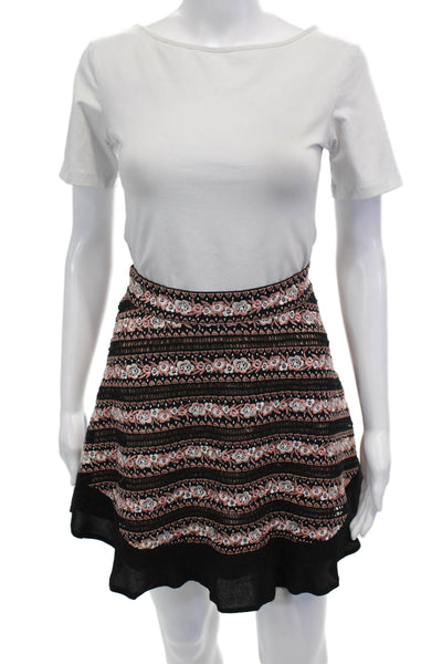 For Love & Lemons Women A-Line Mini Skater Skirt Black Floral Size S