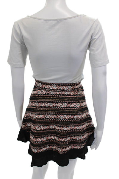 For Love & Lemons Women A-Line Mini Skater Skirt Black Floral Size S
