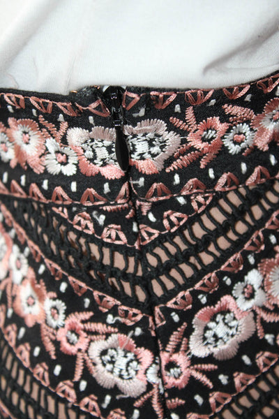 For Love & Lemons Women A-Line Mini Skater Skirt Black Floral Size S