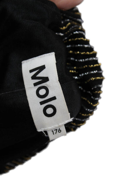 Molo Women Black Striped Pants 90% Polyamide 10% Elastane Size S