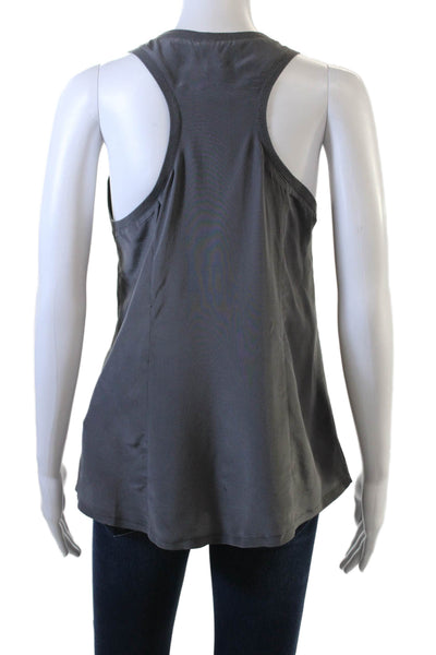 Joie Women Basic Silk Tank Dark Gray Round Neck Solid Sleeveless Size S