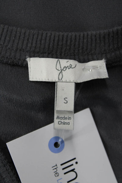 Joie Women Basic Silk Tank Dark Gray Round Neck Solid Sleeveless Size S
