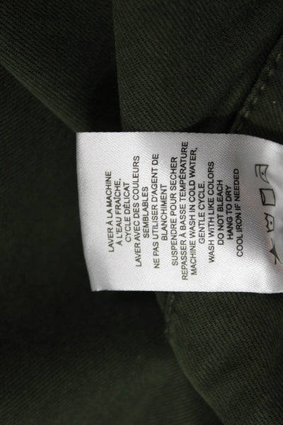 Renuar Women Ankle Cropped Pants Green Button Size 12