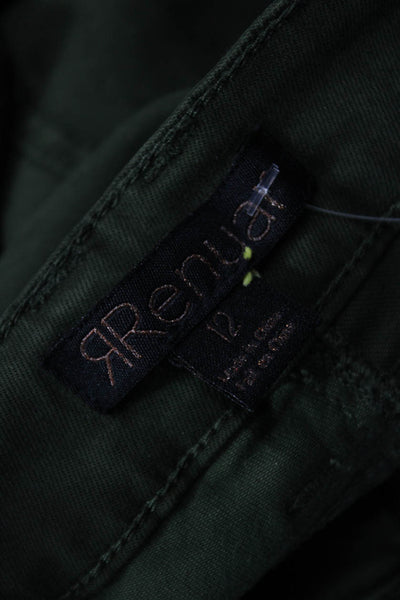 Renuar Women Ankle Cropped Pants Green Button Size 12