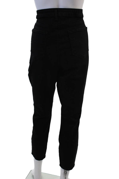 L'Agence Women Black Cropped Ankle Mid-Rise Jeans Size 33