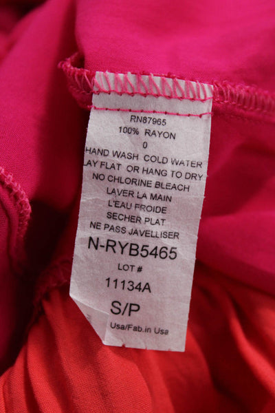 Elan Women Maxi Sundress Pink V-Neck Tie Waist Rayon Sleeveless Size S