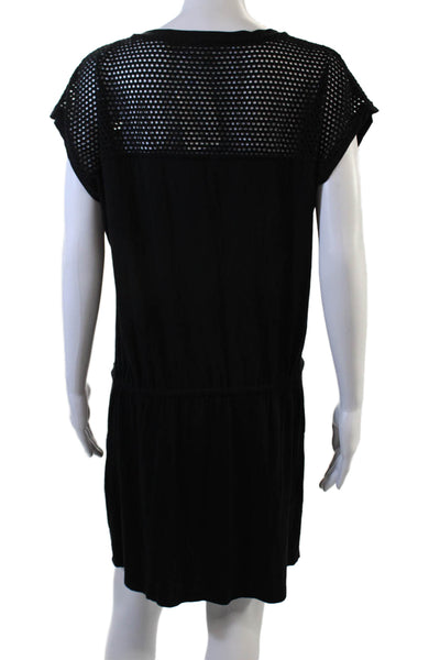 Calvin Klein Women Shift Dress Black V-Neck Short Size S