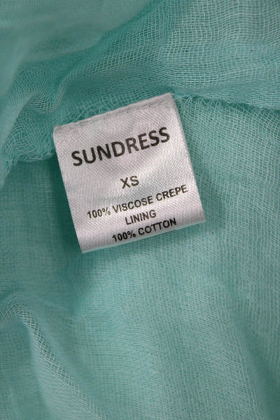 Sundress Women Maxi Light Blue Square Neck Sleeveless Geometric Size XS