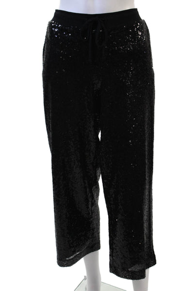 Jet John Eshaya Women Cropped Jogger Pants Black Drawstring Nylon Size M