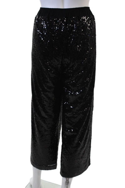 Jet John Eshaya Women Cropped Jogger Pants Black Drawstring Nylon Size M