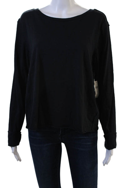 Anthropologie Women Basic Black Cotton Long Sleeve T-Shirt Size M