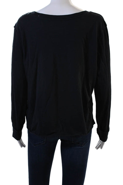 Anthropologie Women Basic Black Cotton Long Sleeve T-Shirt Size M