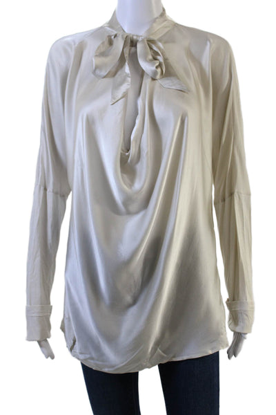 Gold Hawk Womens Tunic Blouse Beige High Neck Long Sleeve Size L