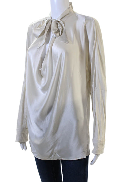 Gold Hawk Womens Tunic Blouse Beige High Neck Long Sleeve Size L
