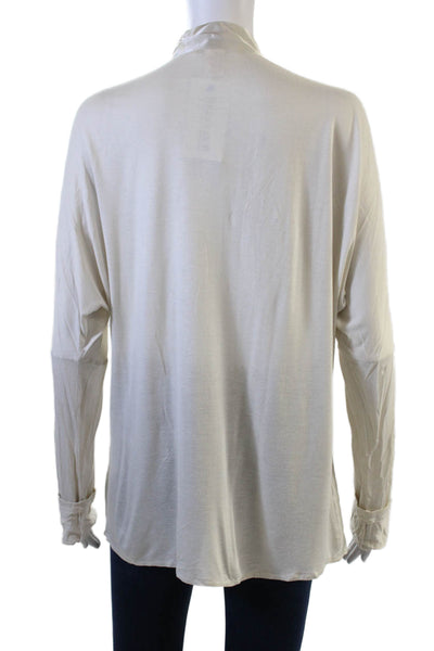 Gold Hawk Womens Tunic Blouse Beige High Neck Long Sleeve Size L