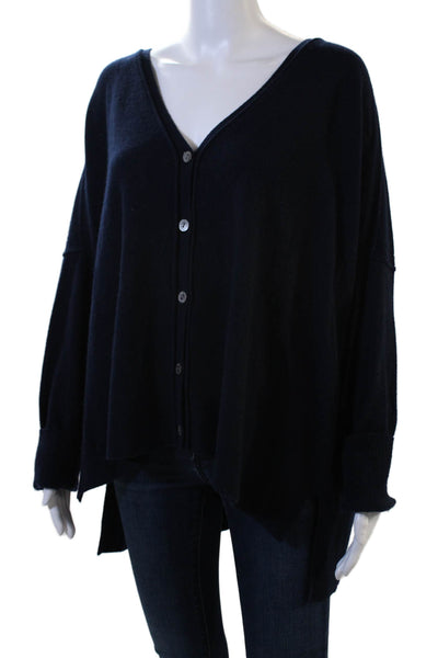 Maison De Papillon Unisex Cardigan Dark Blue V-Neck Button Long Sleeve Size L