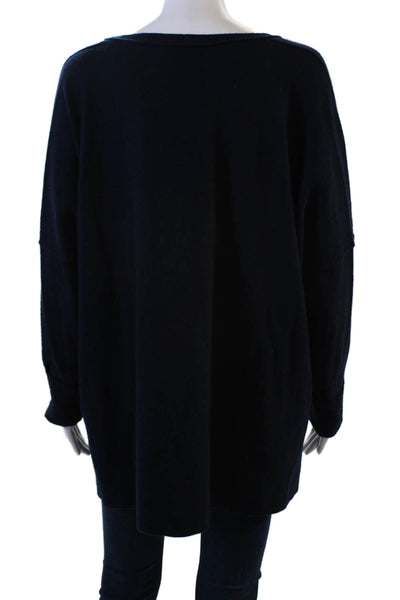 Maison De Papillon Unisex Cardigan Dark Blue V-Neck Button Long Sleeve Size L