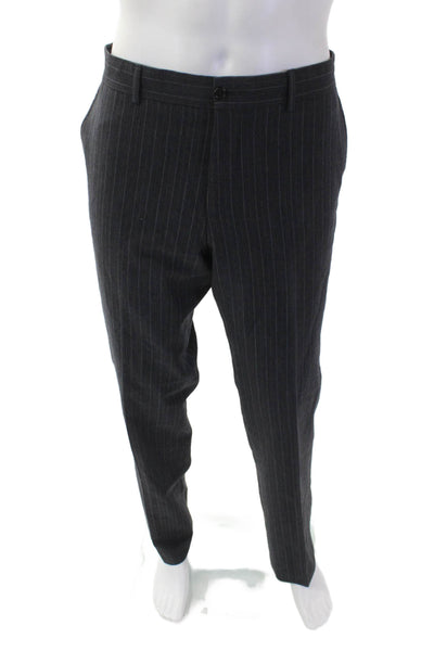 Paul Smith Men Dress Pants Dark Gray Wool Striped Size 34