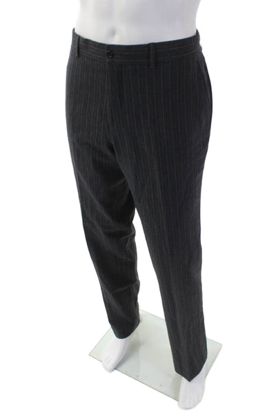 Paul Smith Men Dress Pants Dark Gray Wool Striped Size 34