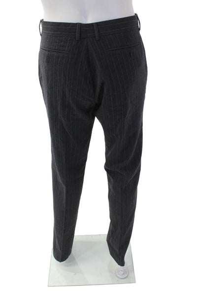 Paul Smith Men Dress Pants Dark Gray Wool Striped Size 34