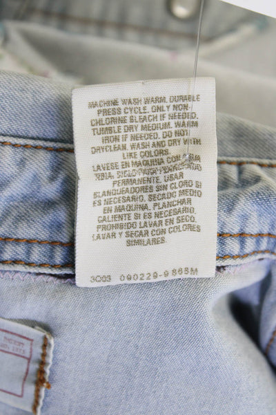 Levi Strauss & Co Women Light Blue Floral Collared Button-Up Long Sleeve Size S