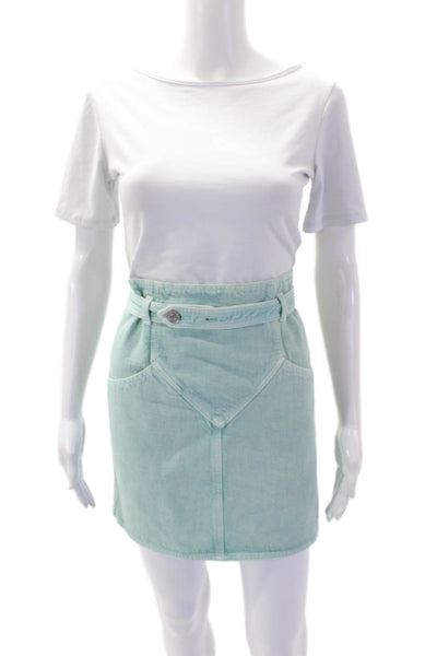 Isabel Marant, Womens A-Line Mini Skirt Light Blue Size S