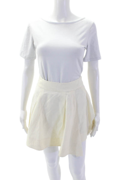 Derek Lam 10 Crosby Women A-Line Pleated Mini Skort Beige Size 4