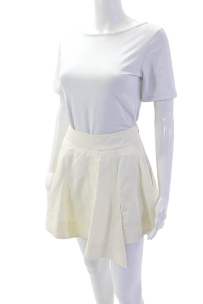Derek Lam 10 Crosby Women A-Line Pleated Mini Skort Beige Size 4