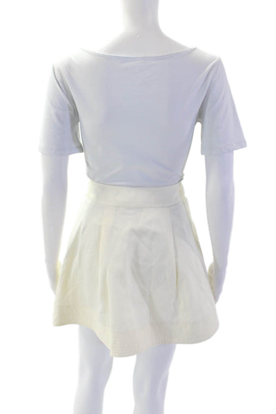 Derek Lam 10 Crosby Women A-Line Pleated Mini Skort Beige Size 4