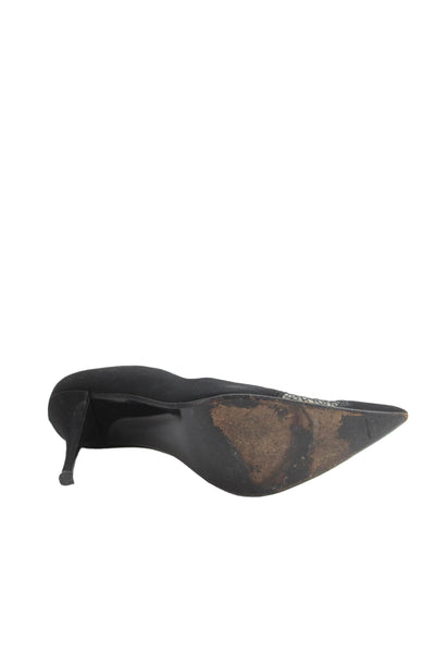 Stuart Weitzman Women's Pointed Toe Suede Leather Stiletto Pumps Black Size 10.5