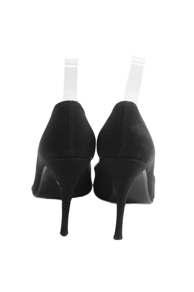 Stuart Weitzman Women's Pointed Toe Suede Leather Stiletto Pumps Black Size 10.5