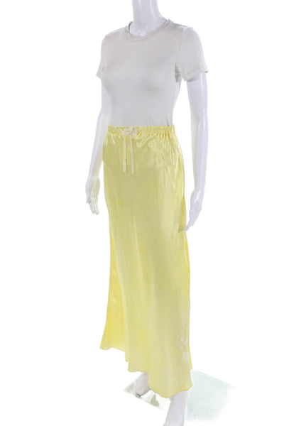 Designer Women Maxi Skirt Yellow Size S