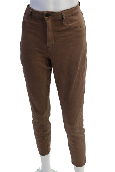 L'Agence Womens Cropped Ankle Pants Brown Button Size 31