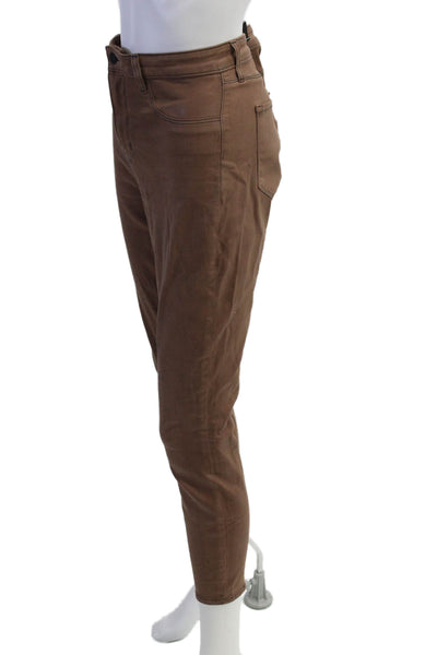 L'Agence Womens Cropped Ankle Pants Brown Button Size 31