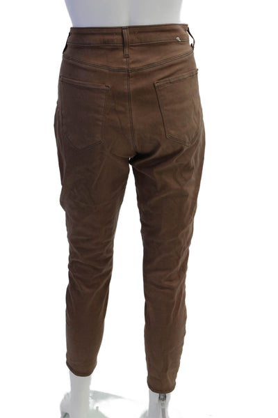 L'Agence Womens Cropped Ankle Pants Brown Button Size 31