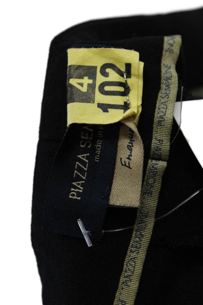 Piazza Sempione Women Ankle Dress Pants Black Virgin Wool Size 48